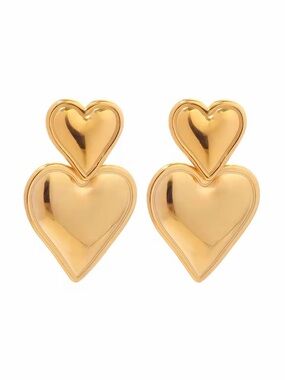 18K Gold Plated Heart Drop Earrings